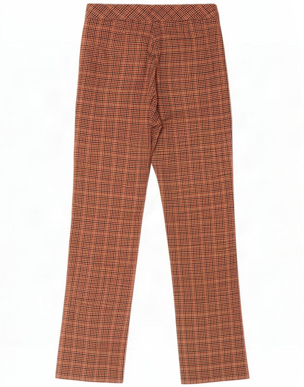 Benetton Womens Casual Trousers IT 42 Medium W28 L29 Red Houndstooth
