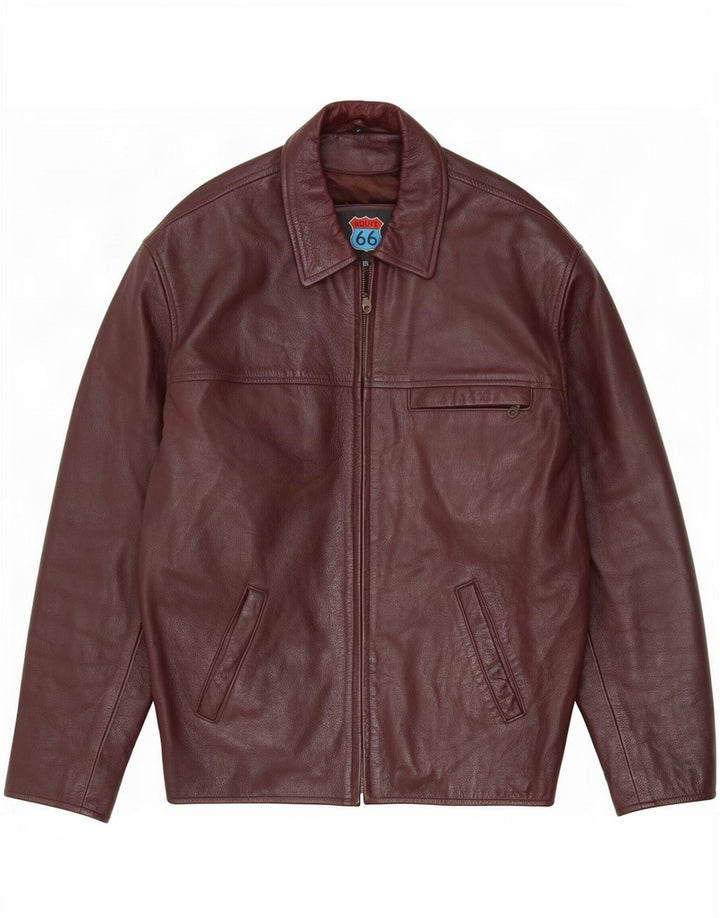 Giacca in pelle da uomo Route 66 UK 40 Large Borgogna