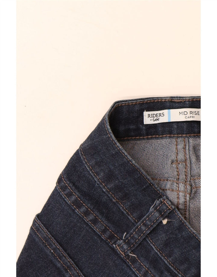 Jeans Capri da donna a vita media LEE Riders US 14 Large W34 L19 Blu Navy