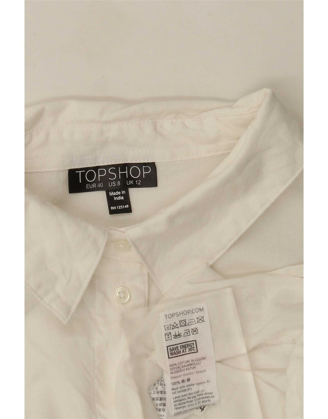 Topshop Camicia da donna oversize grafica da donna UK 12 Medium White Floral