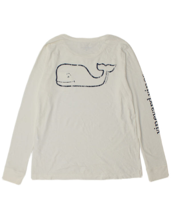 VINEYARD VINES Top grafico da uomo a maniche lunghe in cotone bianco medio