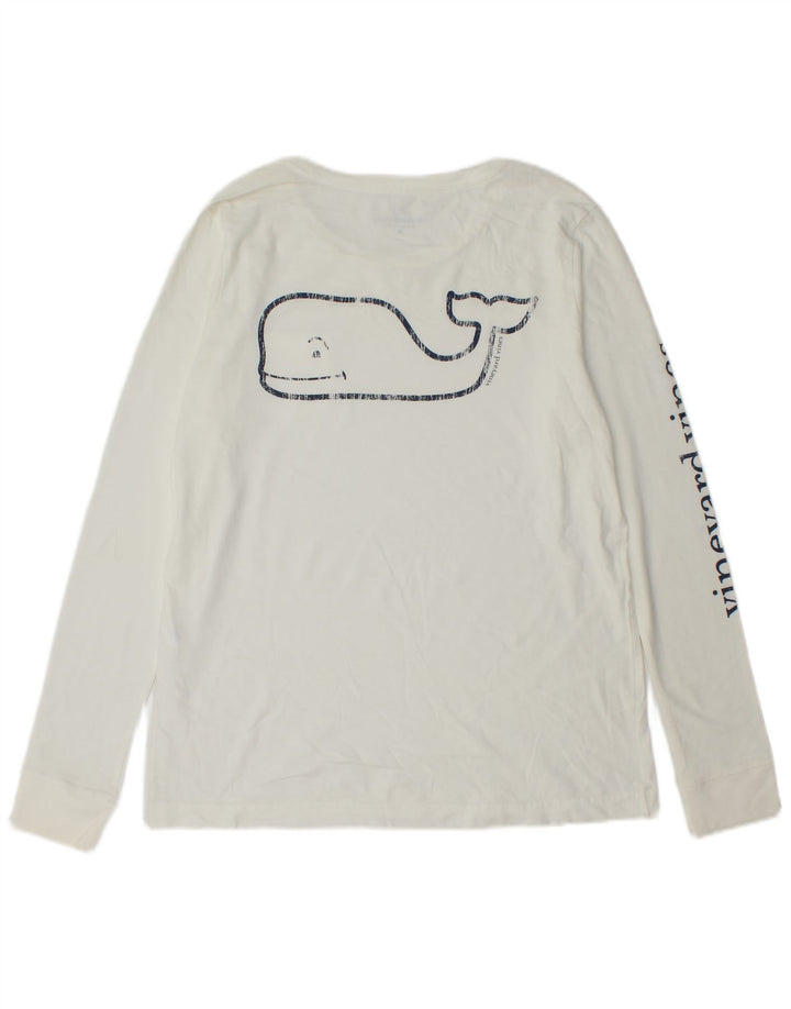 VINEYARD VINES Top grafico da uomo a maniche lunghe in cotone bianco medio