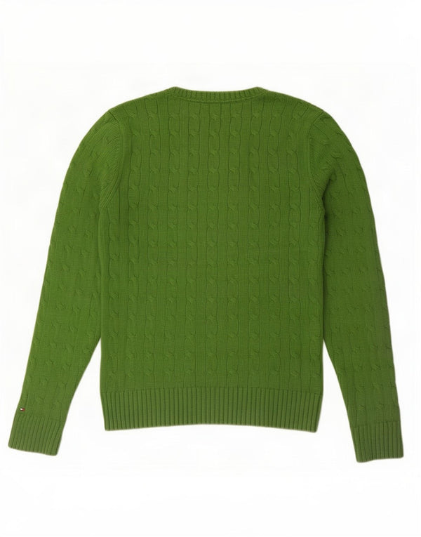 Tommy Hilfiger Womens V-Neck Jumper Sweater UK 16 Large Green Cotton