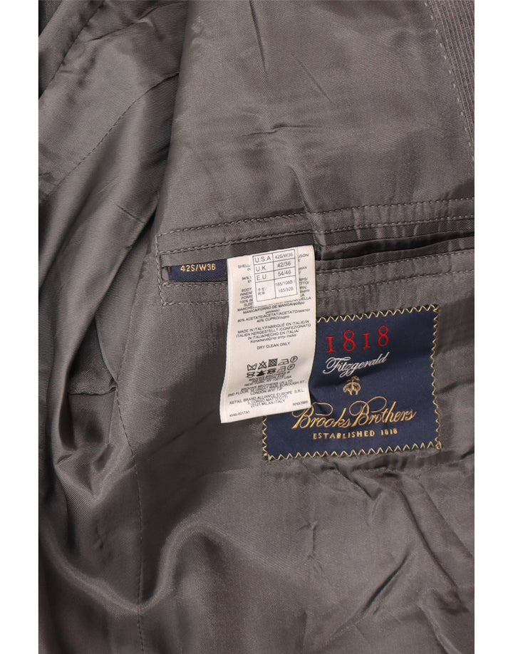 Giacca blazer slim da uomo a 2 bottoni Brooks Brothers UK 42 XL lana grigia