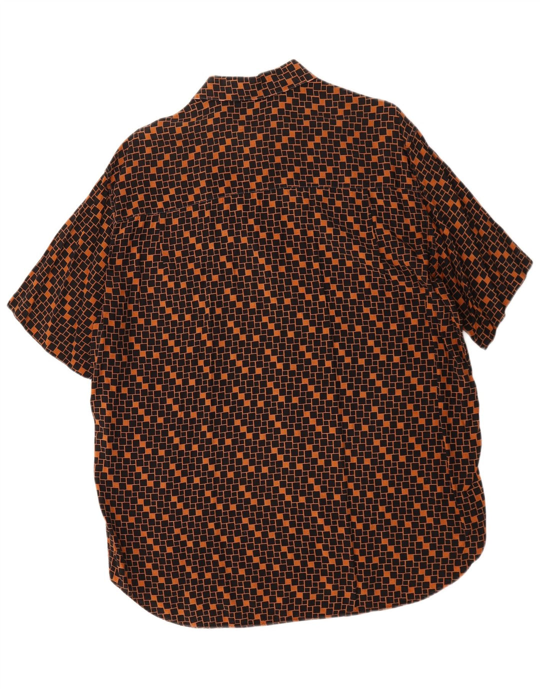 Camicia vintage da uomo a maniche corte grande marrone geometrica