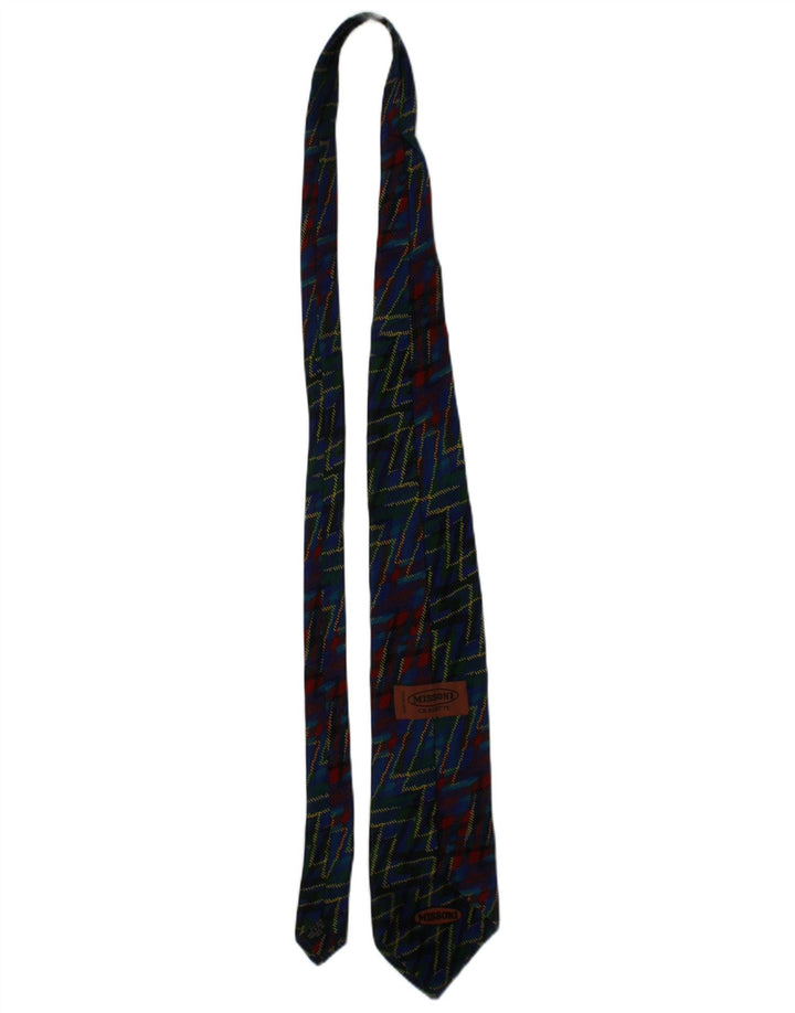 Cravatta Cravatte da uomo Missoni Taglia unica Seta geometrica blu navy