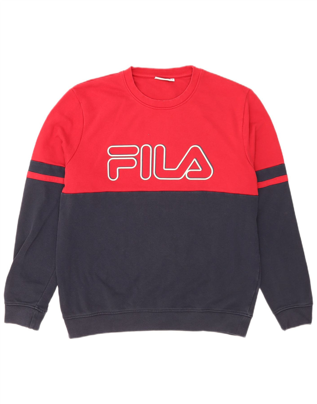 Fila Felpa grafica da uomo Maglione grande blu navy in cotone color block