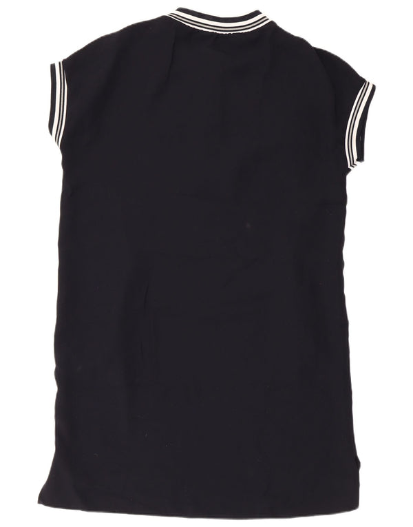 Zara Abito T-shirt oversize da donna con collo e zip UK 10 Piccolo a righe blu navy