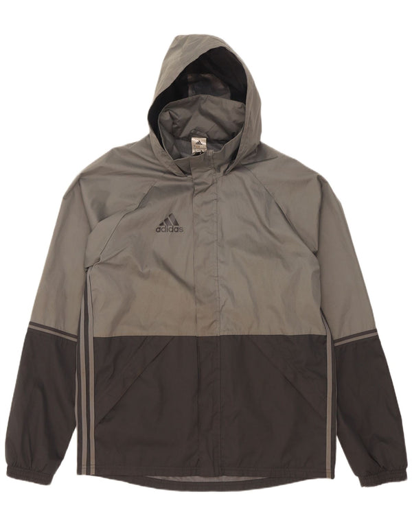 Giacca antipioggia da uomo Adidas con cappuccio UK 38 Poliestere color block grigio medio