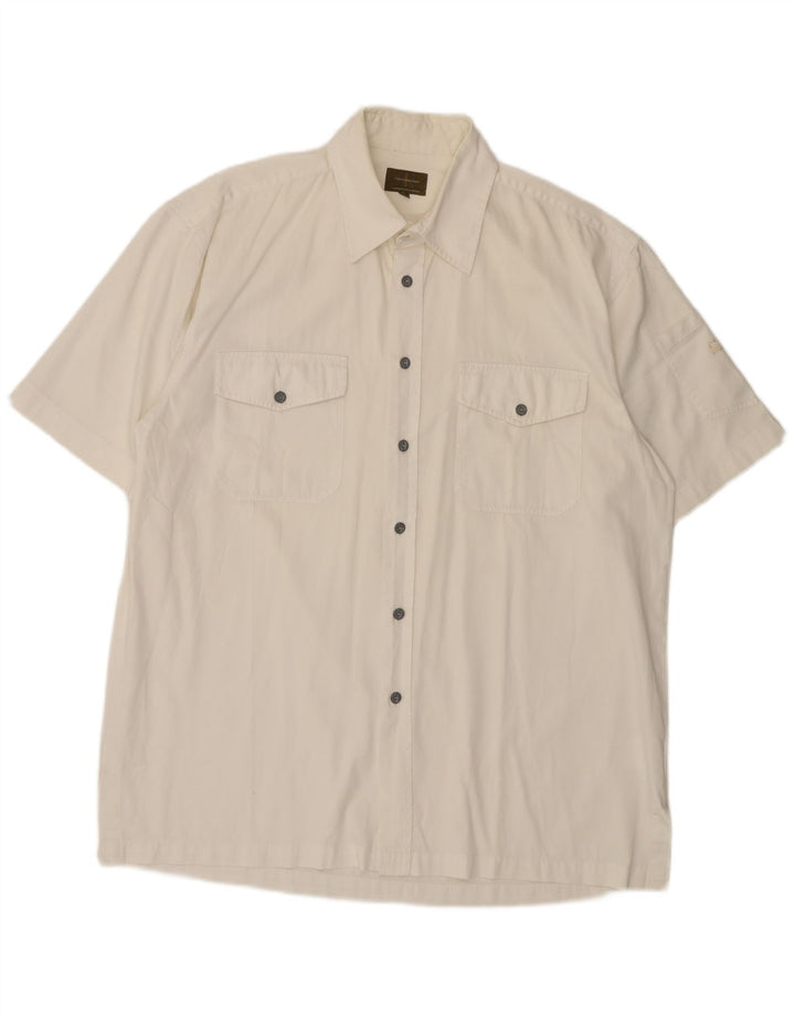 CALVIN KLEIN Camicia a maniche corte da uomo kaki XL in cotone bianco