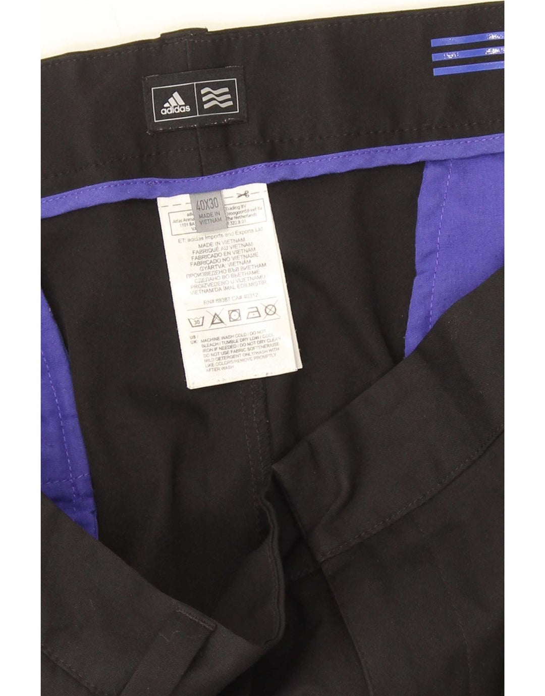 Pantaloni da completo dritti da uomo Adidas W40 L30 poliestere nero
