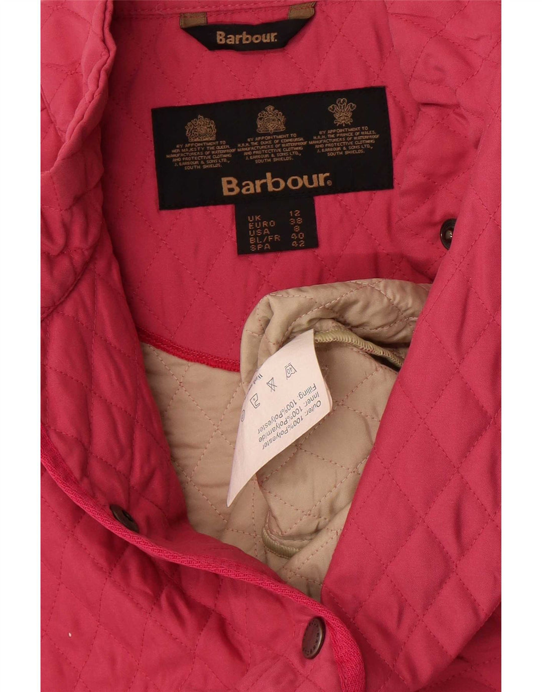 Gilet trapuntato da donna Barbour UK 12 poliestere rosa medio