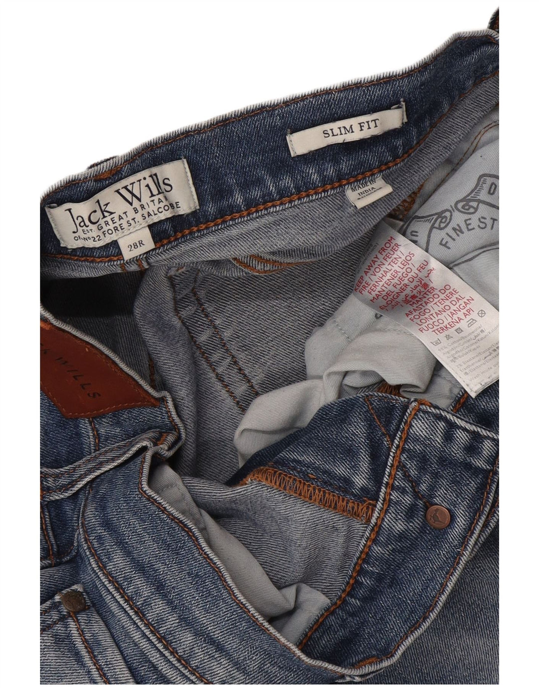 Jeans slim da uomo Jack Wills W28 L30 cotone blu