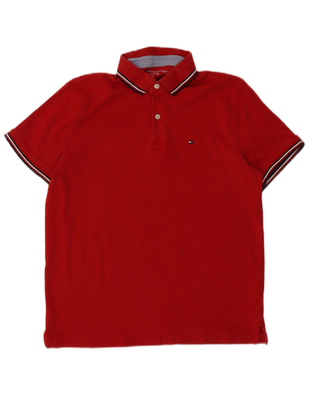 TOMMY HILFIGER Mens Polo Shirt Medium Red Cotton