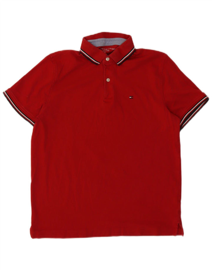 TOMMY HILFIGER Mens Polo Shirt Medium Red Cotton