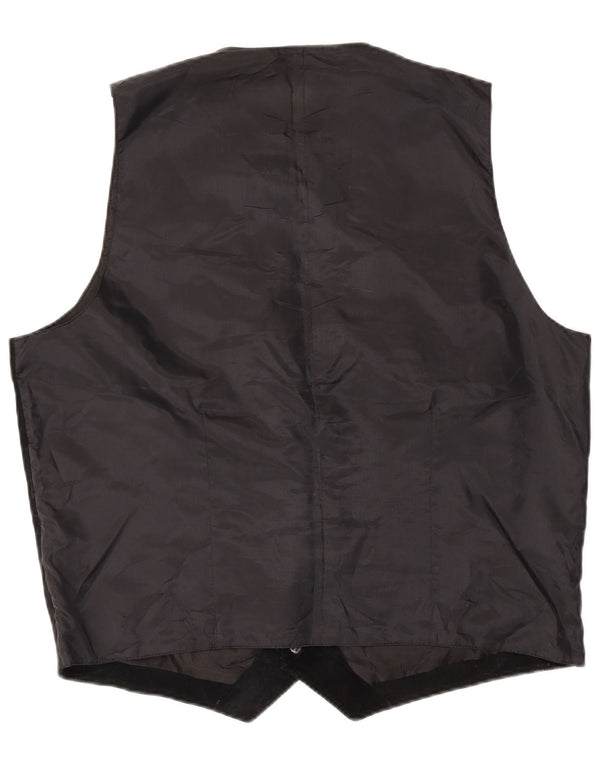 Gilet vintage da uomo in pelle scamosciata IT 54 XL in pelle nera