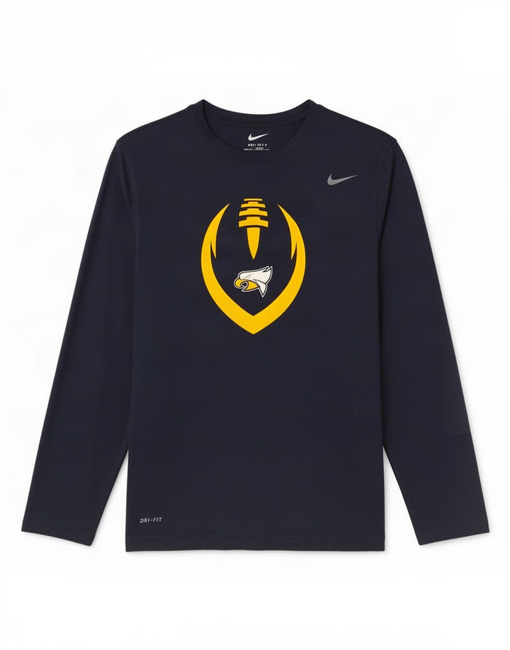 Nike Uomo Dri Fit Graphic Top Manica Lunga XL Blu Navy Poliestere