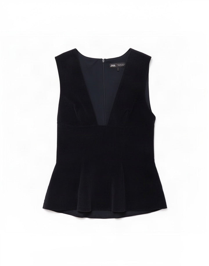 Camicetta senza maniche da donna Zara UK 8 Small Blu Navy