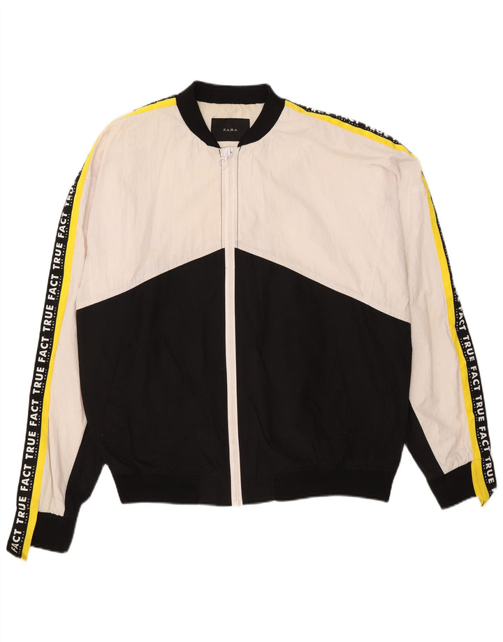Giacca da ginnastica grafica da uomo Zara, grande, in nylon color block nero