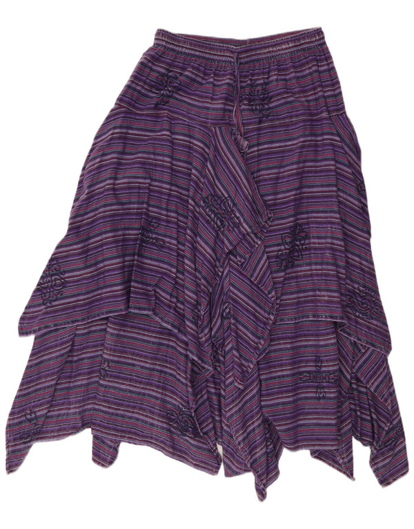 cherie Womens High Waist Asymmetrical Skirt IT 47 Large W30 Purple Striped