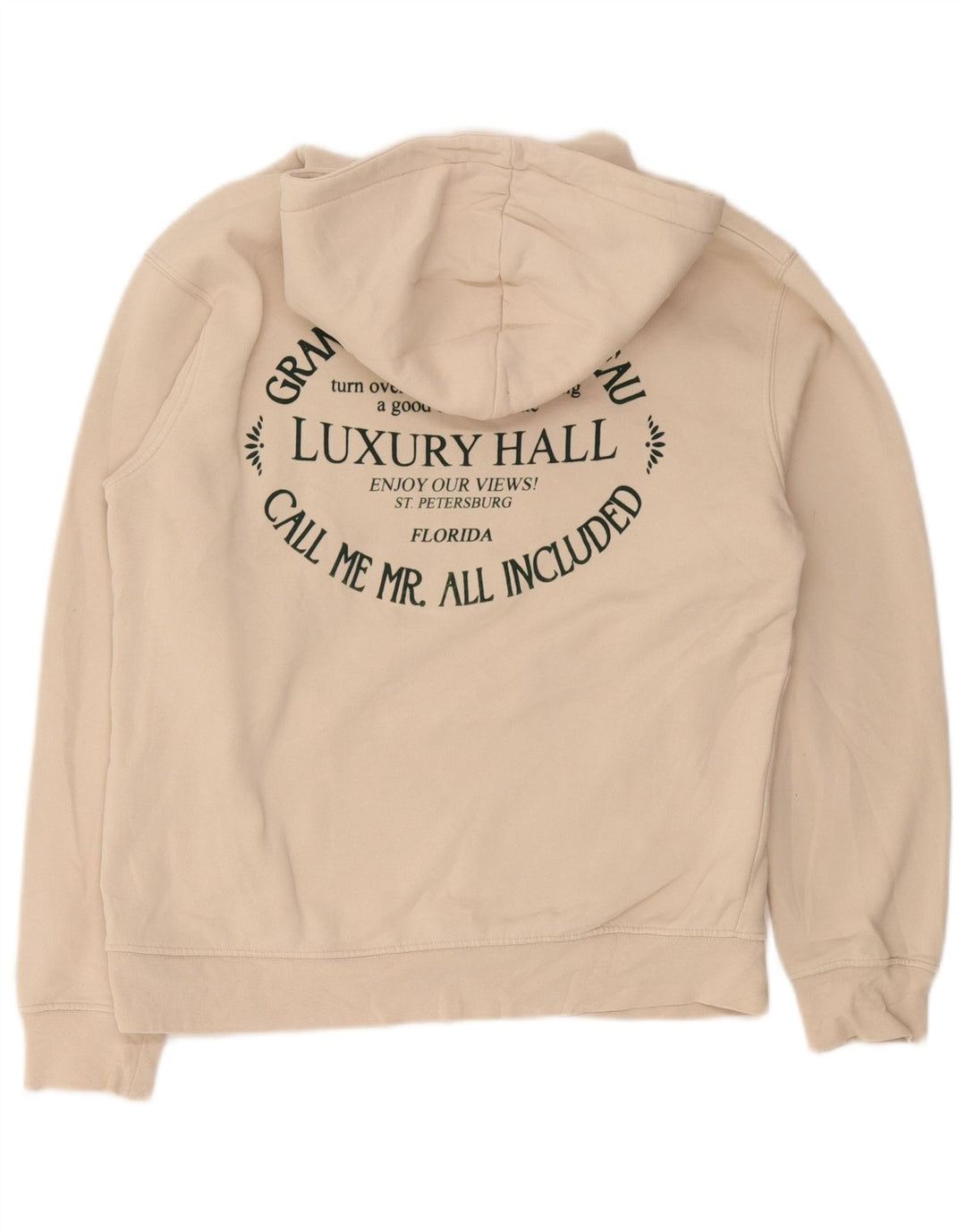 Maglione con cappuccio grafico da uomo Zara in cotone beige medio