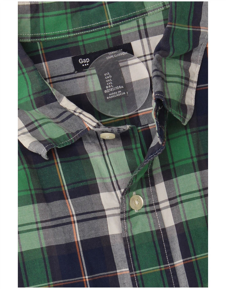 GAP Mens Classic Fit Shirt Large Green Check Cotton