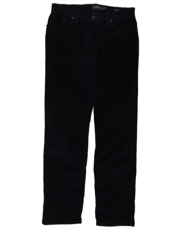 MARKS & SPENCER Pantaloni dritti da uomo in velluto a coste W32 L31 cotone blu navy