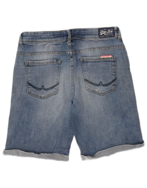Pantaloncini di jeans invecchiati da donna Superdry W30 cotone blu medio