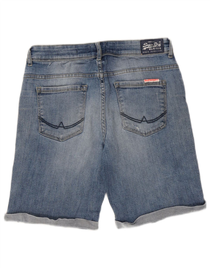 Pantaloncini di jeans invecchiati da donna Superdry W30 cotone blu medio