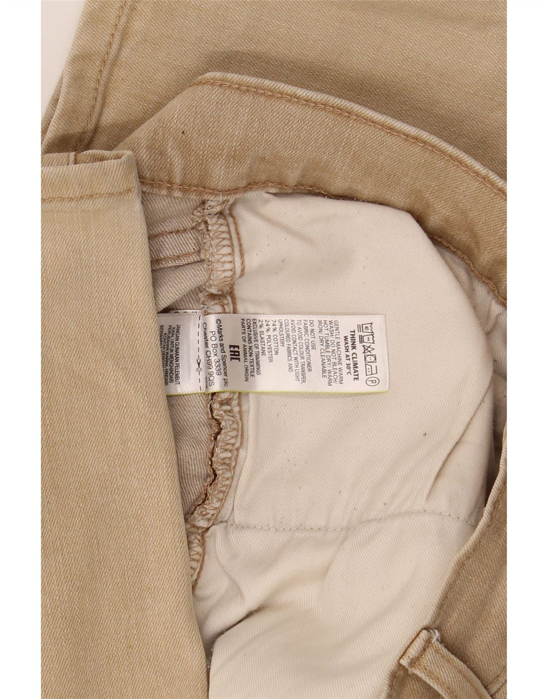 Jeans da uomo Marks & Spencer Regular Fit dritti W30 L29 Beige Cotone