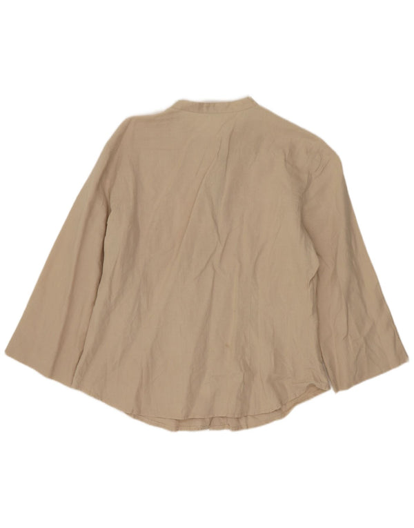 Camicetta da donna con maniche a 3/4 Benetton UK 16 Large Beige Ramie