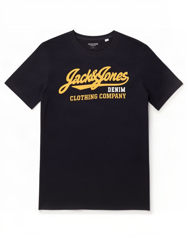 Jack & Jones Mens Graphic T-Shirt Top Small Navy Blue Cotton