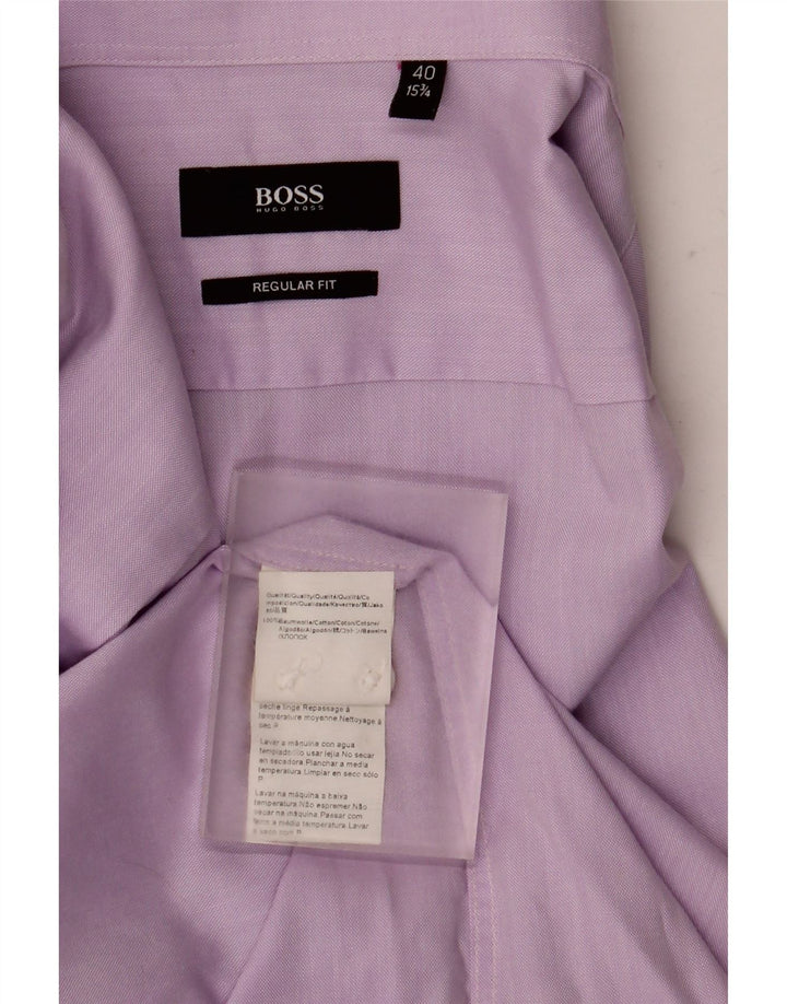 Camicia da uomo vestibilità regolare Hugo Boss taglia 4015 3/4 cotone viola medio