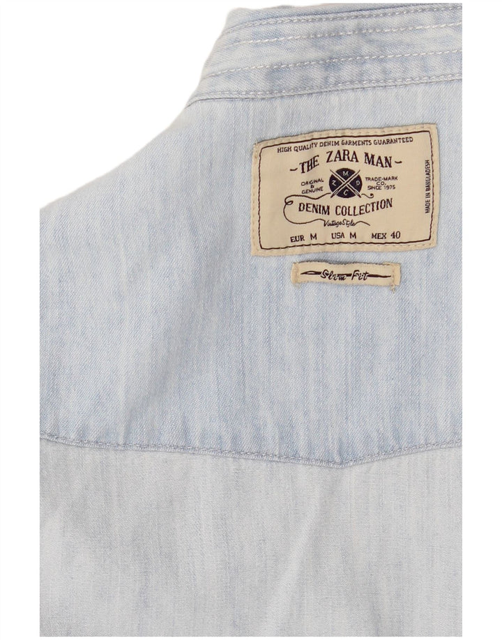 Camicia in denim da uomo Zara blu medio