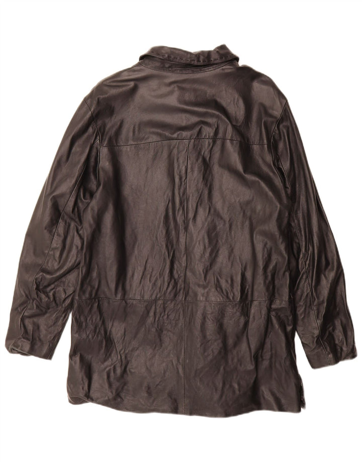 Cappotto in pelle vintage da donna IT 48 XL in pelle nera