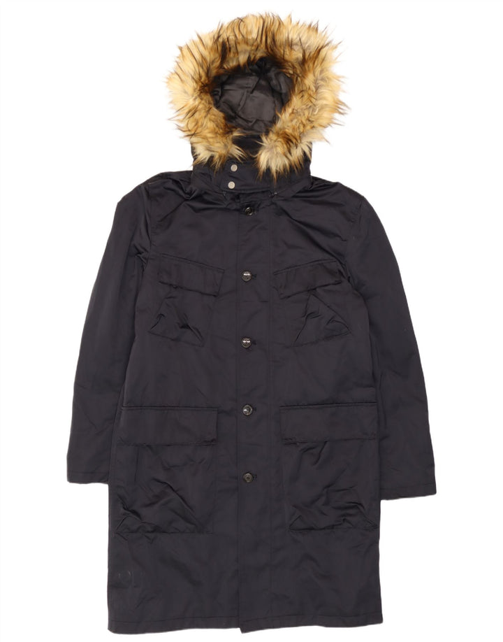 Giacca Parka da uomo con cappuccio Zara UK 40 grande poliestere nero