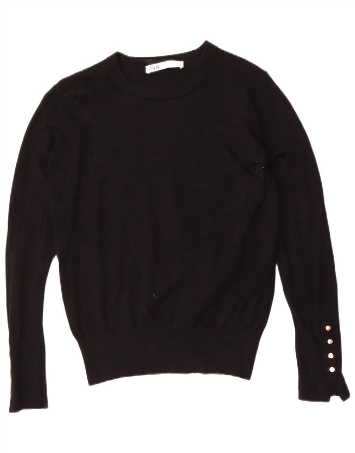 Maglione maglione con scollo a barca da donna Zara UK 12 medio nero