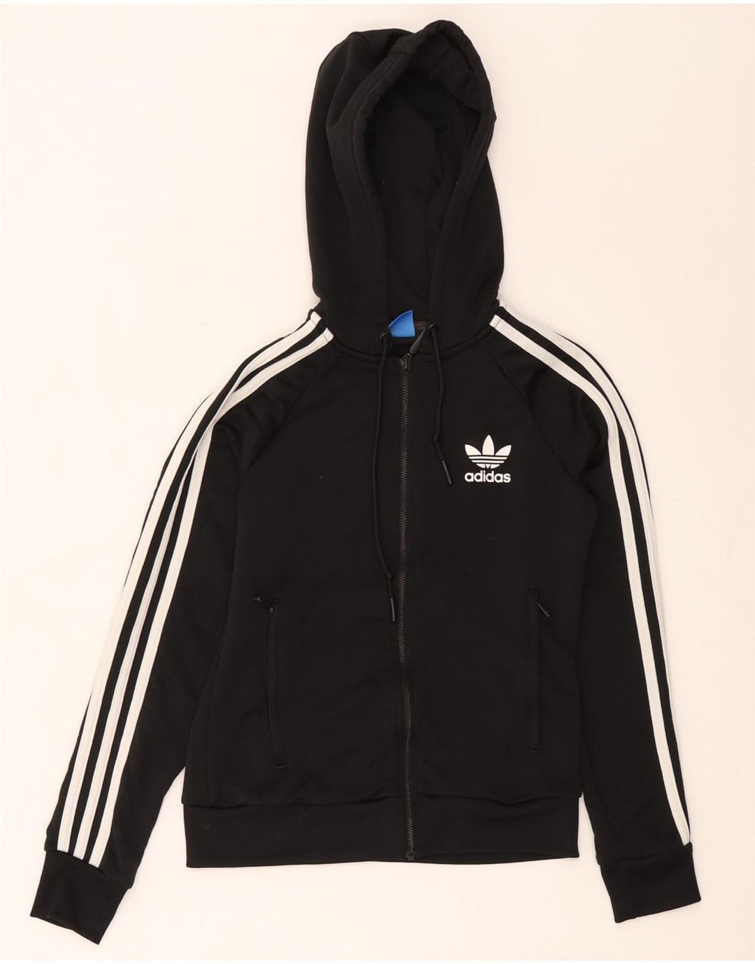 Maglione con cappuccio e zip da donna Adidas UK 8 piccolo poliestere nero