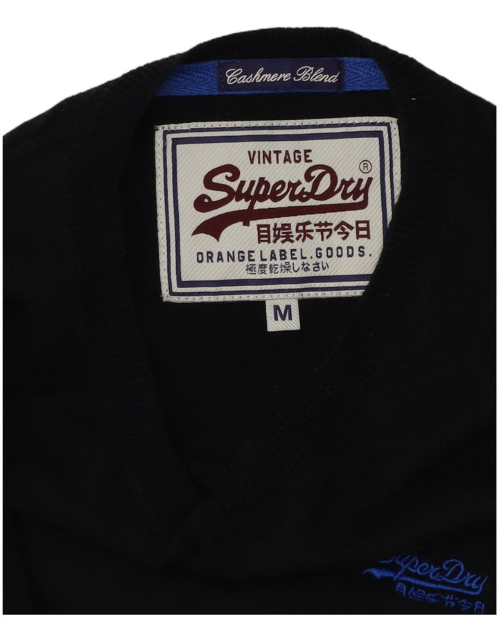 Maglione da uomo con scollo a barca Superdry, cashmere nero medio