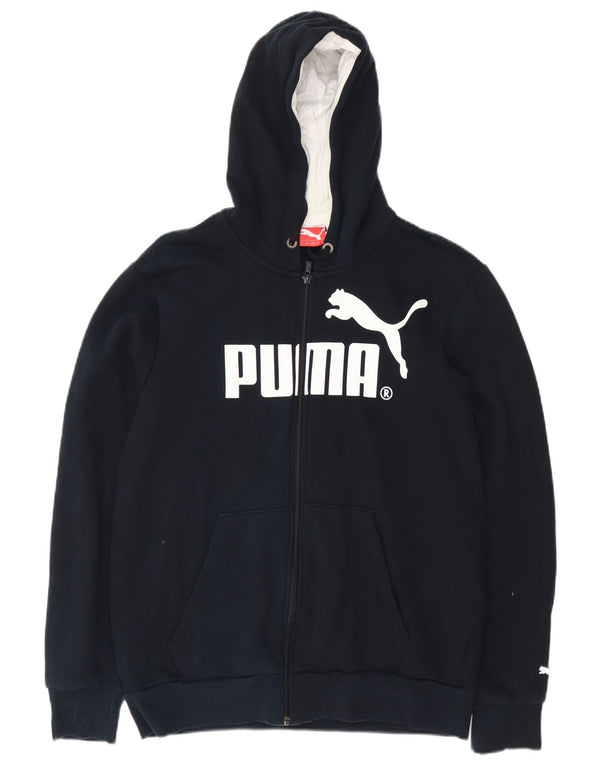 Felpa con cappuccio e zip grafica da uomo Puma grande in cotone nero