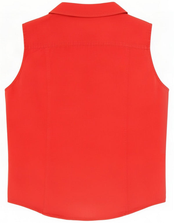 Invicta camicia senza maniche da donna camicetta UK 16 Large Red Linen