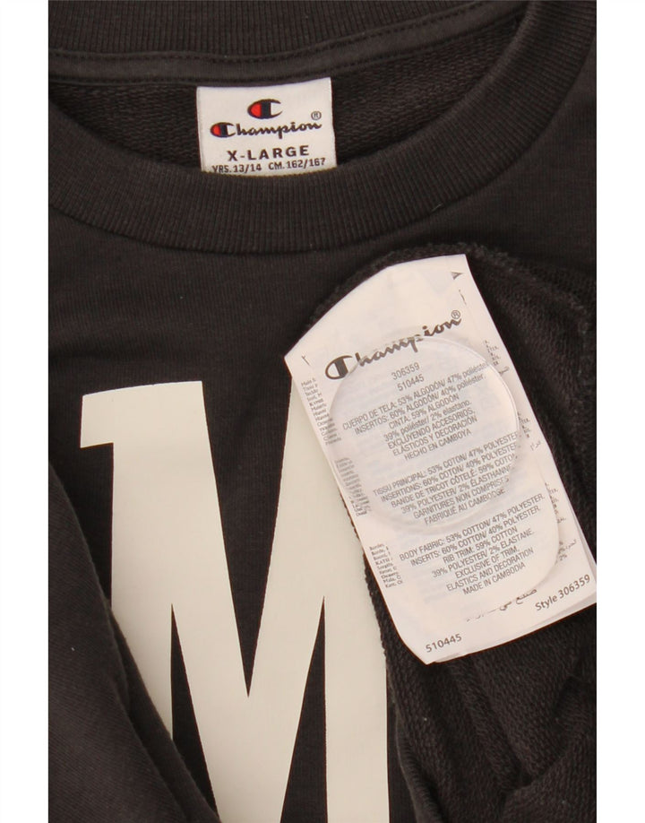 Felpa grafica Champion da ragazzo, 13-14 anni, XL, cotone nero