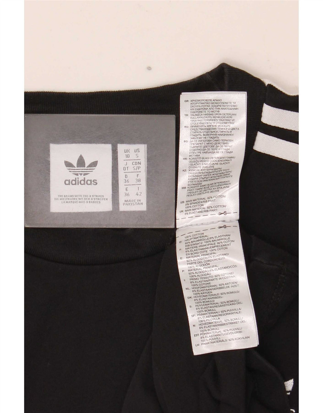 Top Adidas da donna a manica lunga UK 10 piccolo cotone nero