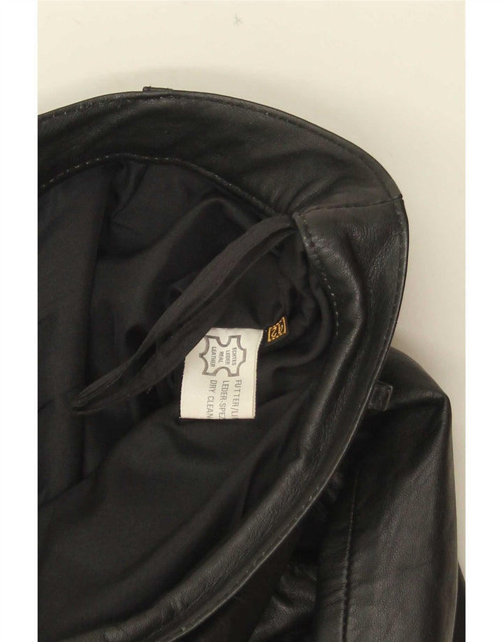 Gonna in pelle vintage da donna IT 42 media W30 in pelle nera