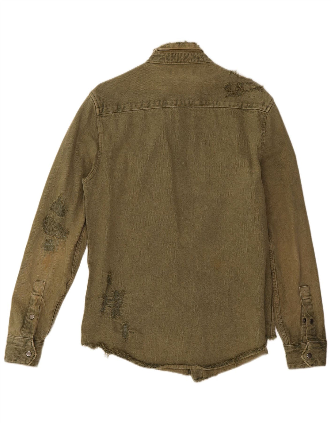 Camicia di jeans Zara da uomo, vestibilità rilassata, in cotone kaki medio