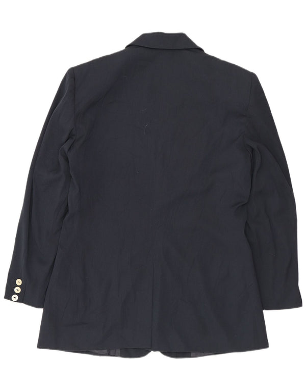 BENETTON Womens 2 Button Blazer Jacket IT 46 Large Navy Blue Polyester