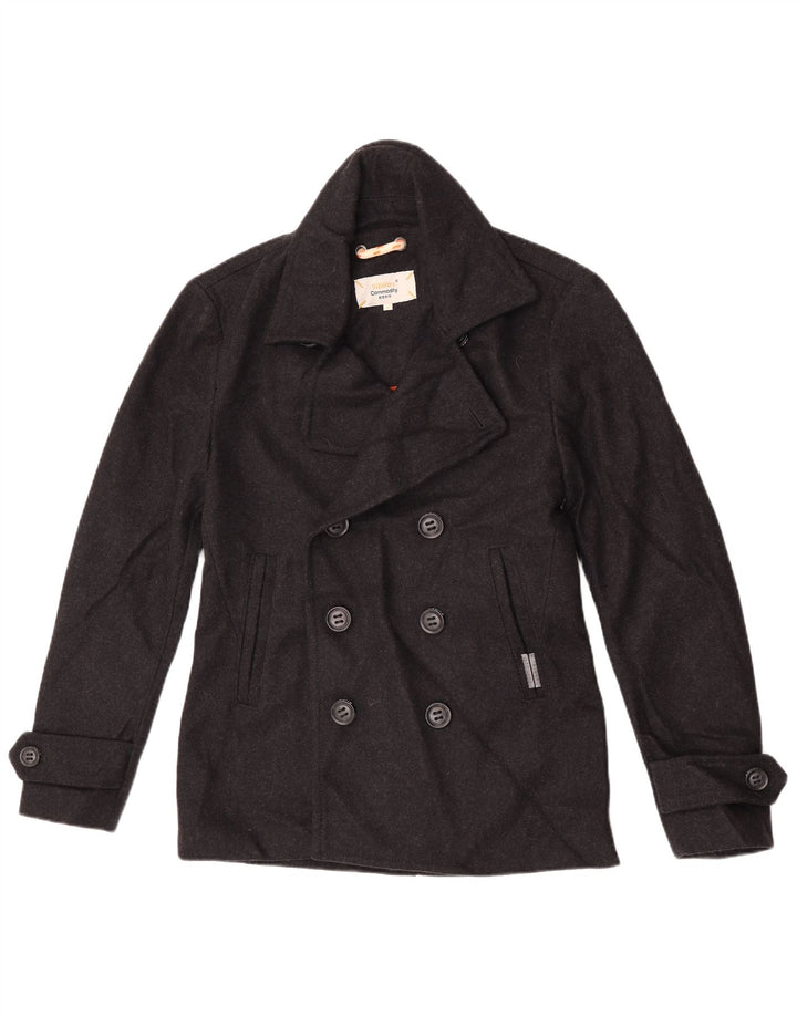 Cappotto da marinaio da uomo Superdry Commodity UK 38 lana nera media