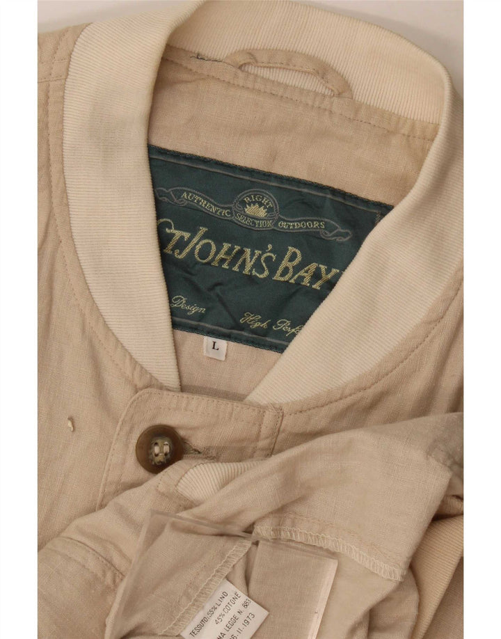 Giubbotto bomber da uomo St John's Bay UK 40 grande lino beige