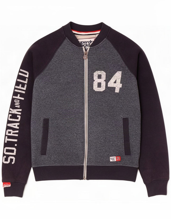 Superdry Giacca da tuta grafica da uomo in cotone color block blu medio