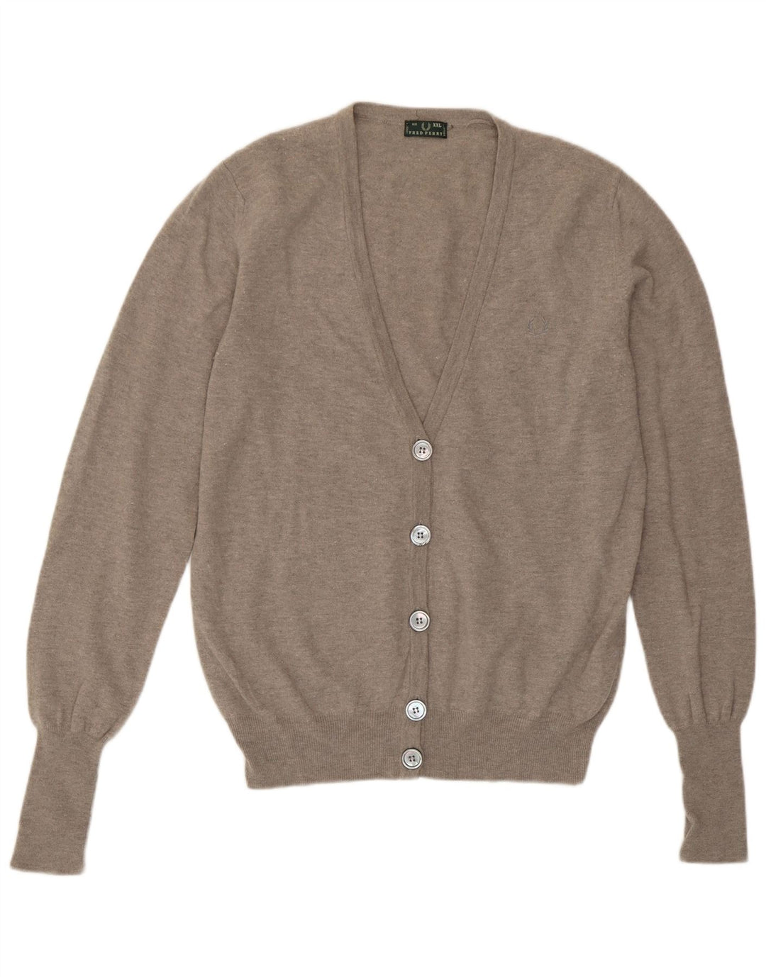 Maglione cardigan da donna Fred Perry UK 20 2XL Lana grigia